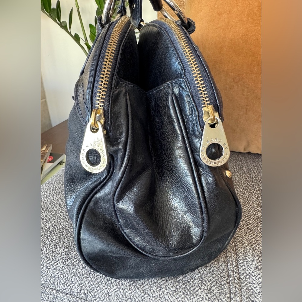Marc by Marc Jacobs Dark Blue Leather Large Satchel with Silver/gold Hardware - Picture 5 of 15